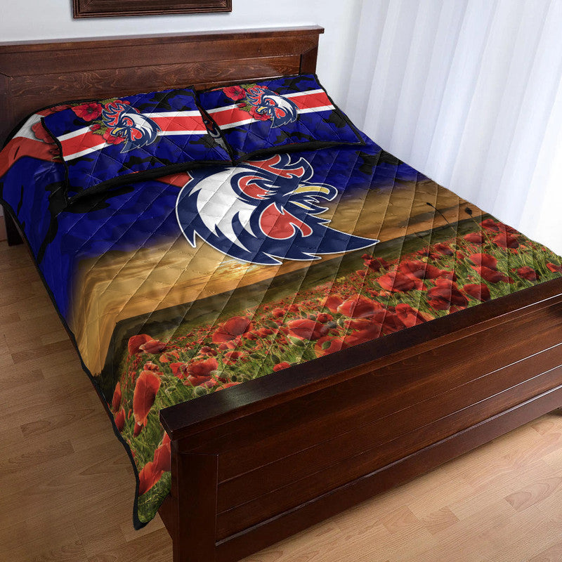 sydney-roosters-anzac-2022-quilt-bed-set-poppy-flowers-vibes-blue