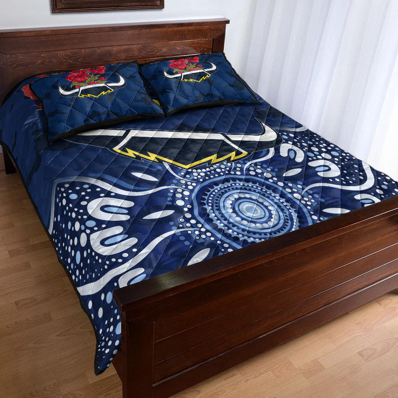 north-queensland-cowboys-anzac-2022-quilt-bed-set-indigenous-vibes-blue