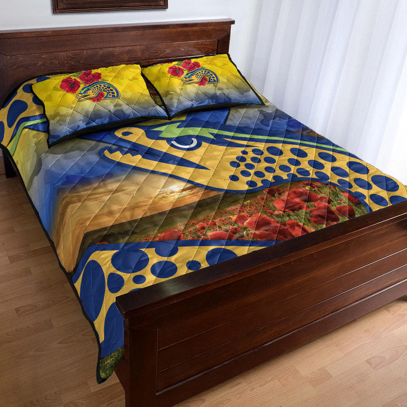 parramatta-eels-anzac-2022-quilt-bed-set-poppy-flowers-vibes-gold