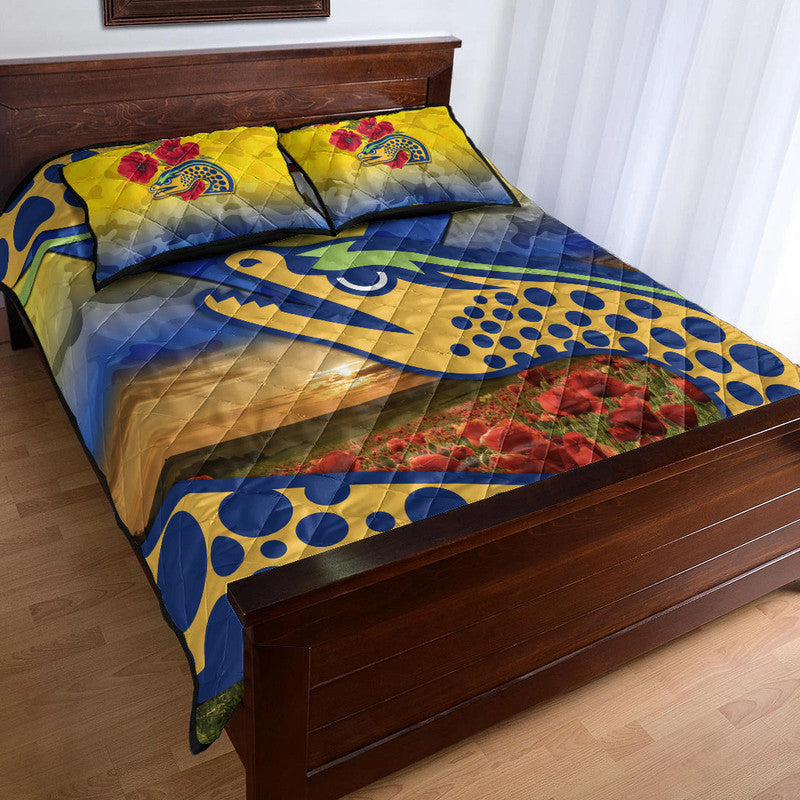 custom-personalised-parramatta-eels-anzac-2022-quilt-bed-set-poppy-flowers-vibes-gold