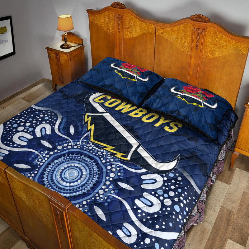 north-queensland-cowboys-anzac-2022-quilt-bed-set-indigenous-vibes-blue
