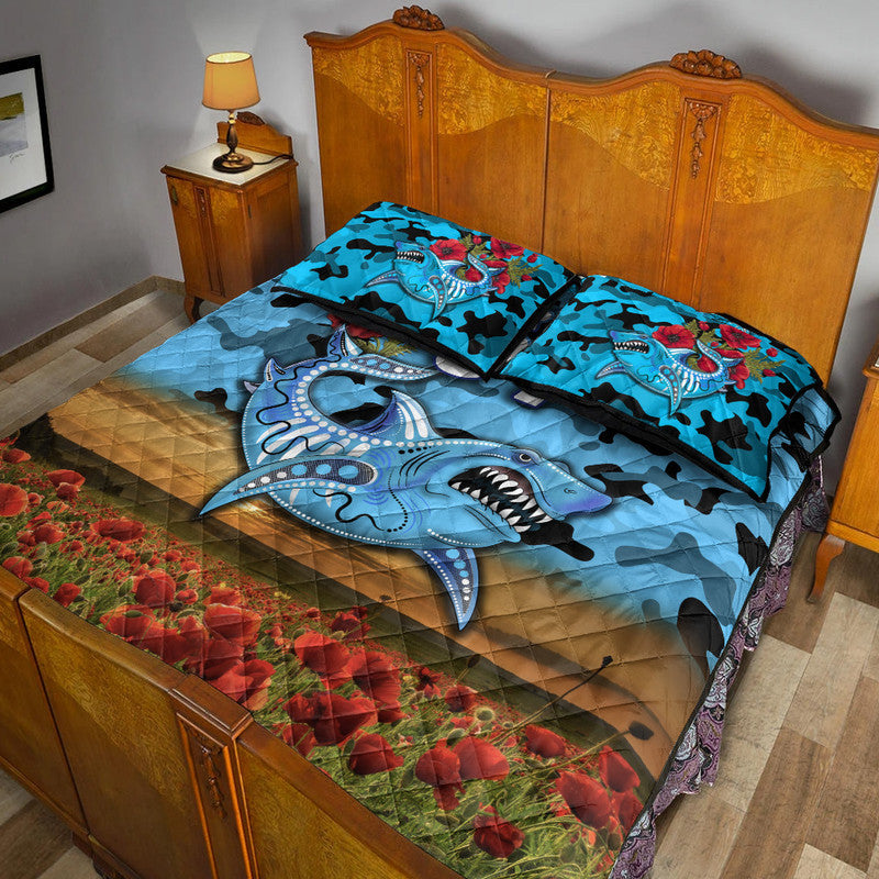 custom-personalised-cronulla-sutherland-sharks-anzac-2022-quilt-bed-set-poppy-flowers-vibes
