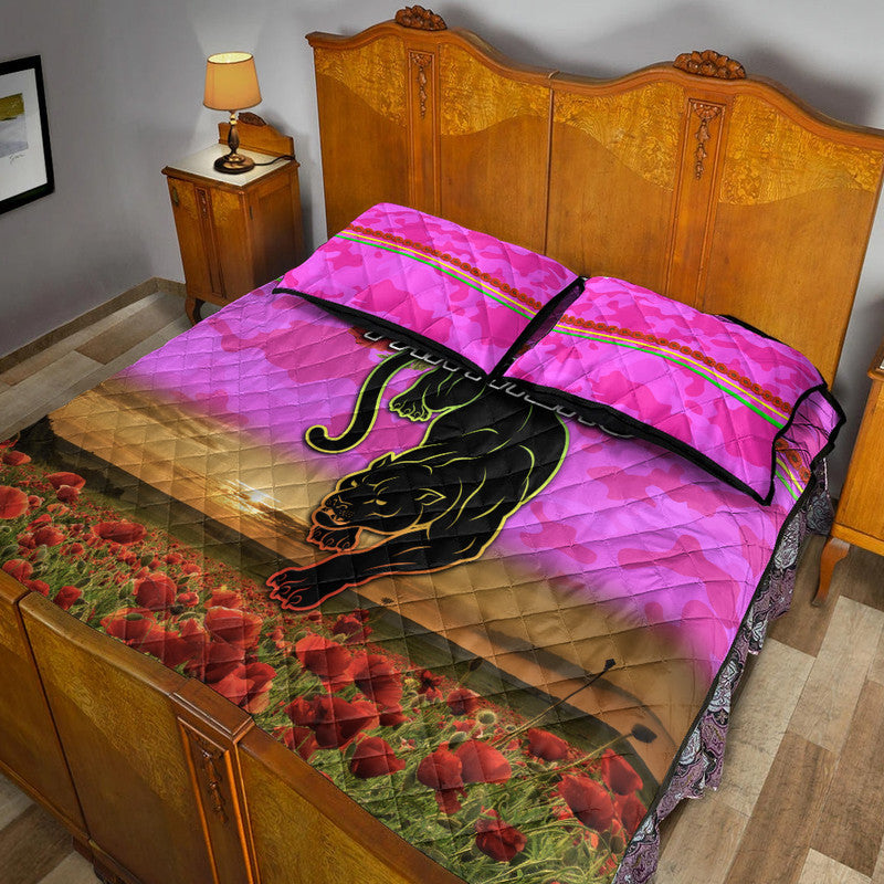 penrith-panthers-anzac-2022-quilt-bed-set-poppy-flowers-vibes-pink