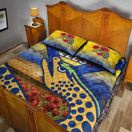 parramatta-eels-anzac-2022-quilt-bed-set-poppy-flowers-vibes-gold