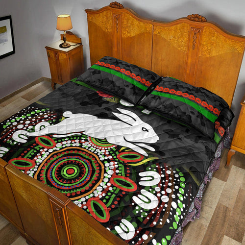 custom-personalised-south-sydney-rabbitohs-anzac-2022-quilt-bed-set-indigenous-vibes-black