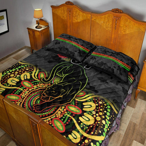 custom-personalised-penrith-panthers-anzac-2022-quilt-bed-set-indigenous-vibes-black