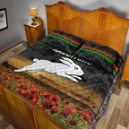 south-sydney-rabbitohs-anzac-2022-quilt-bed-set-poppy-flowers-vibes-black