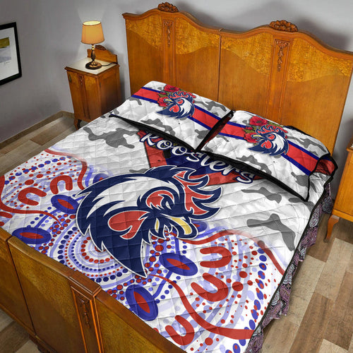 sydney-roosters-anzac-2022-quilt-bed-set-indigenous-vibes-white