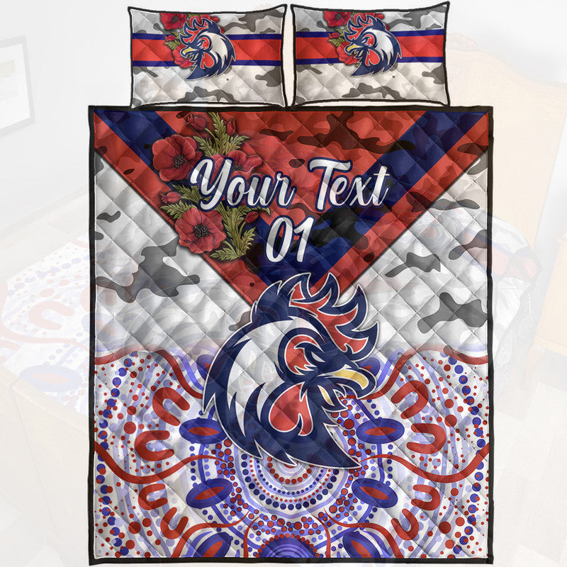 custom-personalised-sydney-roosters-anzac-2022-quilt-bed-set-indigenous-vibes-white