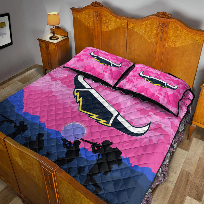 north-queensland-cowboys-anzac-2022-quilt-bed-set-simple-style-pink