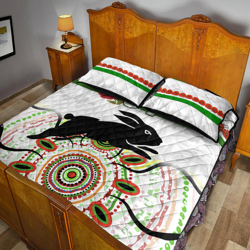custom-personalised-south-sydney-rabbitohs-anzac-2022-quilt-bed-set-indigenous-vibes-white