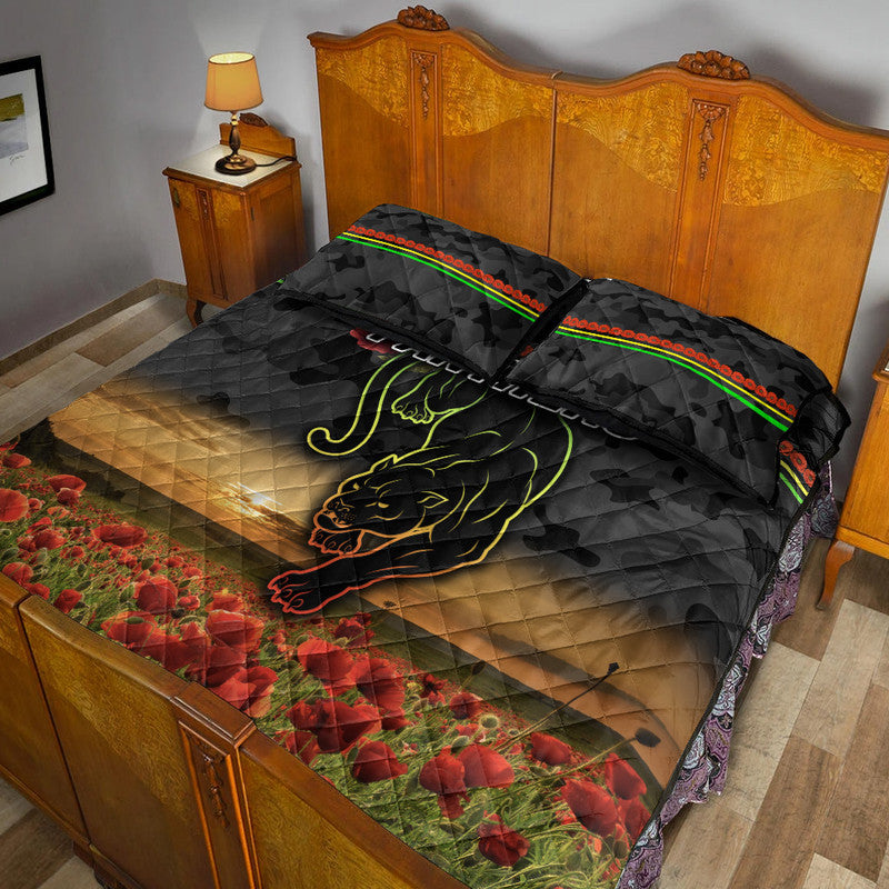 penrith-panthers-anzac-2022-quilt-bed-set-poppy-flowers-vibes-black