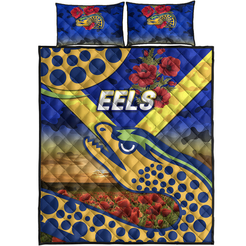 parramatta-eels-anzac-2022-quilt-bed-set-poppy-flowers-vibes-blue