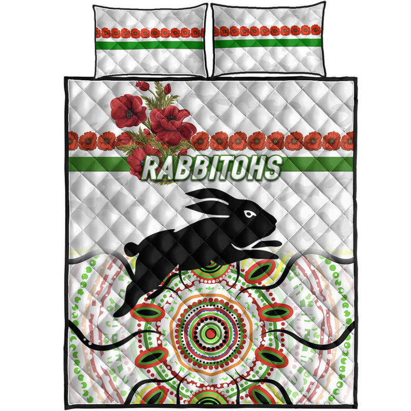 south-sydney-rabbitohs-anzac-2022-quilt-bed-set-indigenous-vibes-white
