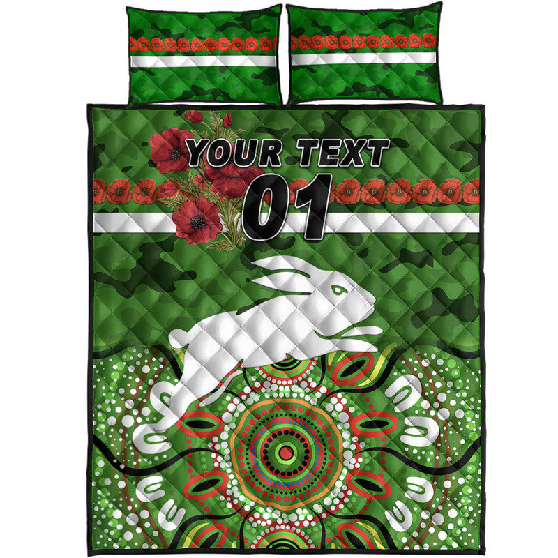 custom-personalised-south-sydney-rabbitohs-anzac-2022-quilt-bed-set-indigenous-vibes-green
