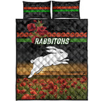 south-sydney-rabbitohs-anzac-2022-quilt-bed-set-poppy-flowers-vibes-black