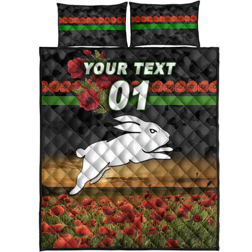 custom-personalised-south-sydney-rabbitohs-anzac-2022-quilt-bed-set-poppy-flowers-vibes-black