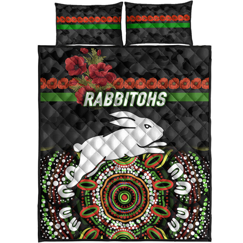 south-sydney-rabbitohs-anzac-2022-quilt-bed-set-indigenous-vibes-black