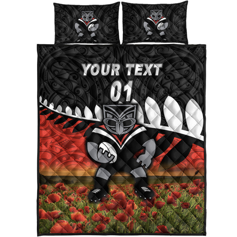 custom-personalised-new-zealand-warriors-anzac-2022-quilt-bed-set-maori-poppy-flowers-vibes