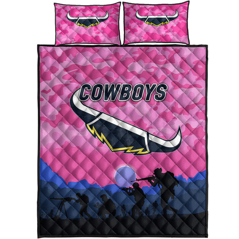 north-queensland-cowboys-anzac-2022-quilt-bed-set-simple-style-pink