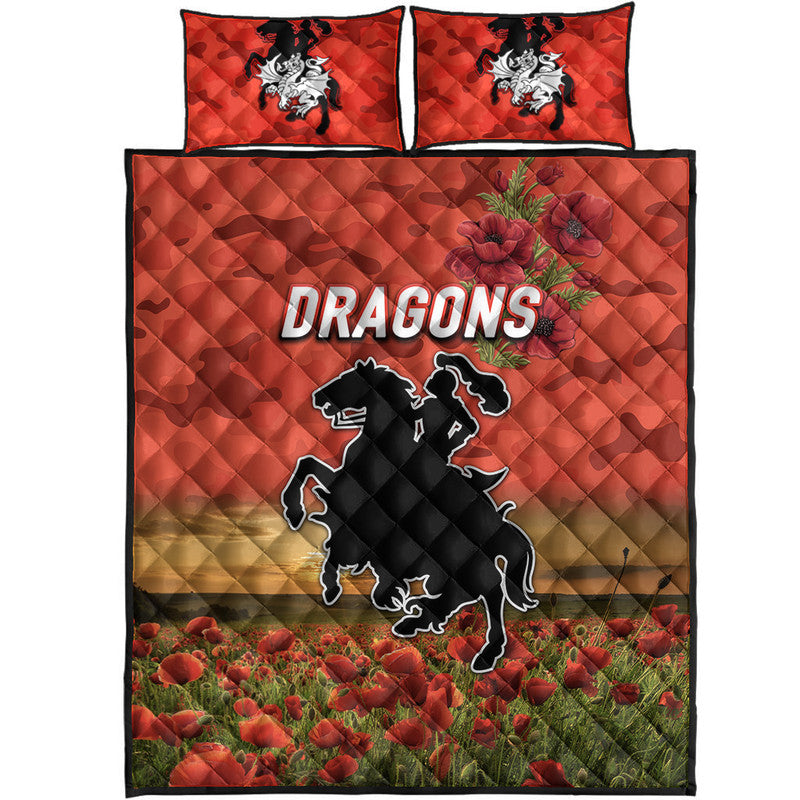 st-george-illawarra-dragons-anzac-2022-quilt-bed-set-poppy-flowers-vibes-red