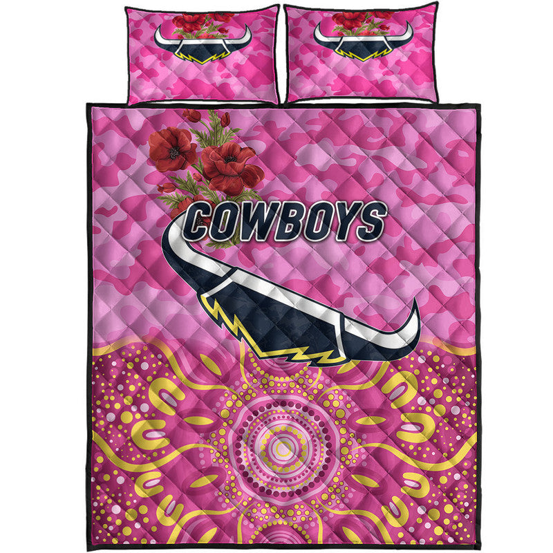 north-queensland-cowboys-anzac-2022-quilt-bed-set-indigenous-vibes-pink
