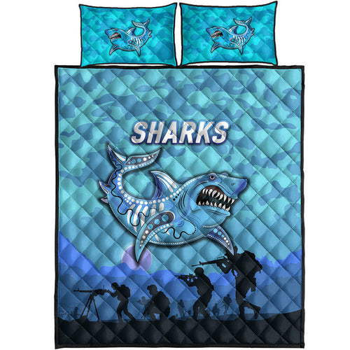 cronulla-sutherland-sharks-anzac-2022-quilt-bed-set-simple-style-blue