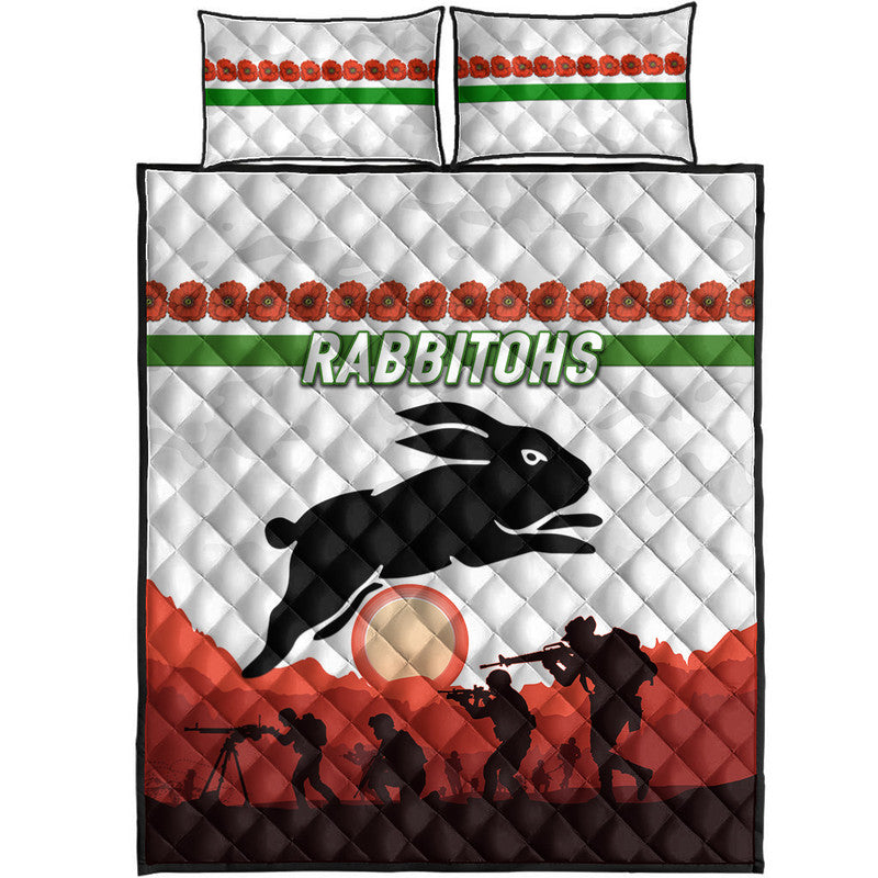 south-sydney-rabbitohs-anzac-2022-quilt-bed-set-simple-style-white