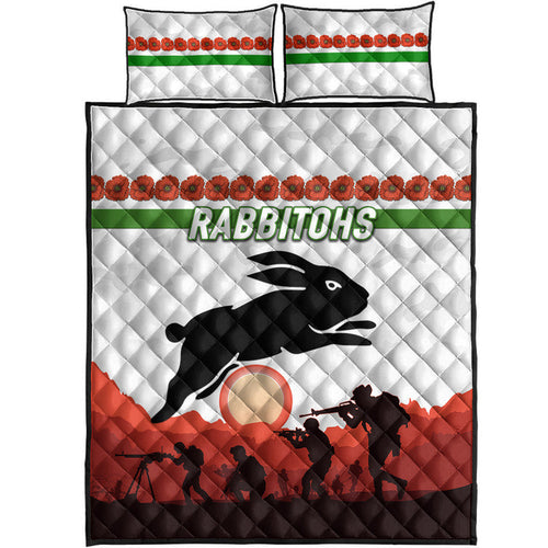 south-sydney-rabbitohs-anzac-2022-quilt-bed-set-simple-style-white