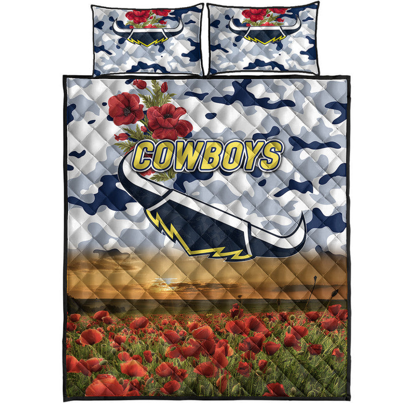 north-queensland-cowboys-anzac-2022-quilt-bed-set-poppy-flowers-vibes-white