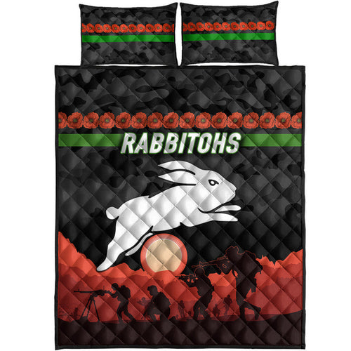 south-sydney-rabbitohs-anzac-2022-quilt-bed-set-simple-style-black