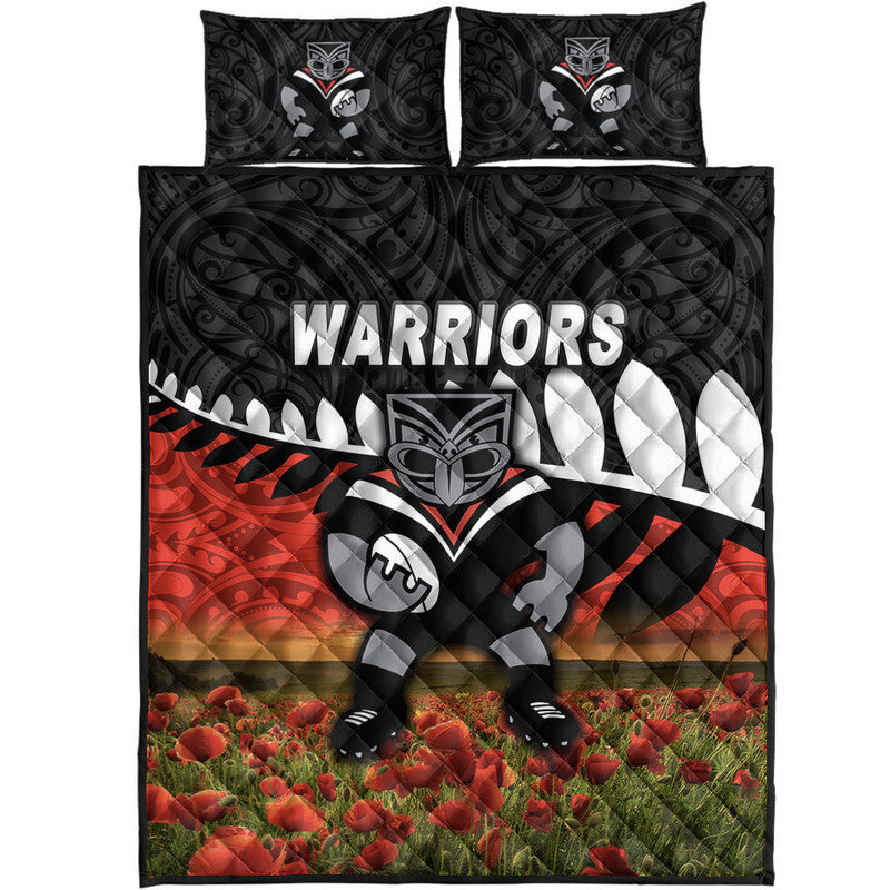 new-zealand-warriors-anzac-2022-quilt-bed-set-maori-poppy-flowers-vibes