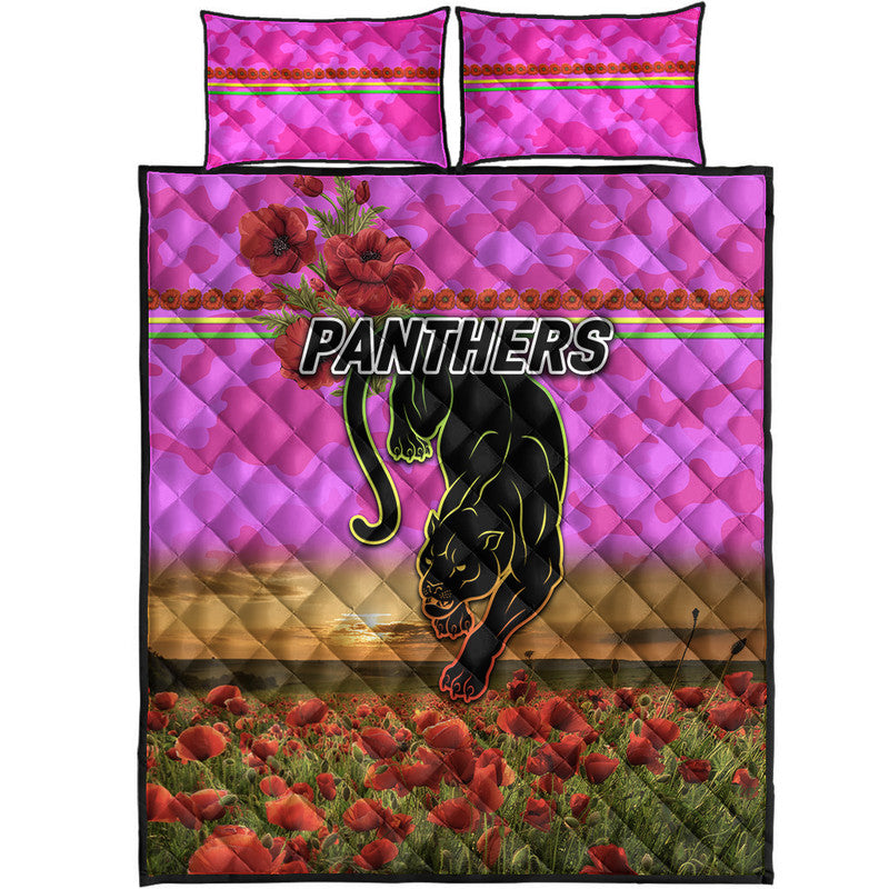 penrith-panthers-anzac-2022-quilt-bed-set-poppy-flowers-vibes-pink