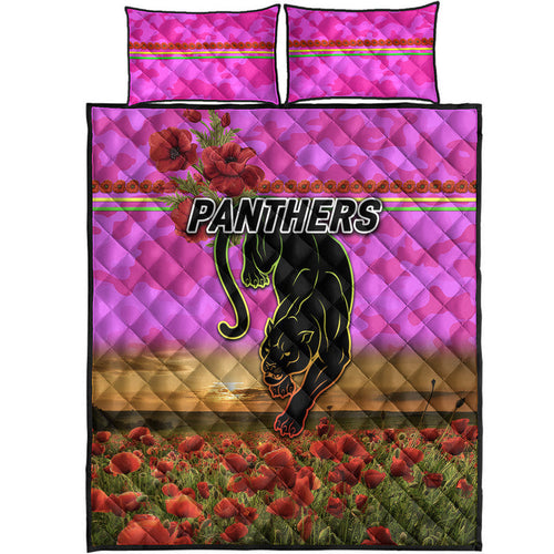 penrith-panthers-anzac-2022-quilt-bed-set-poppy-flowers-vibes-pink