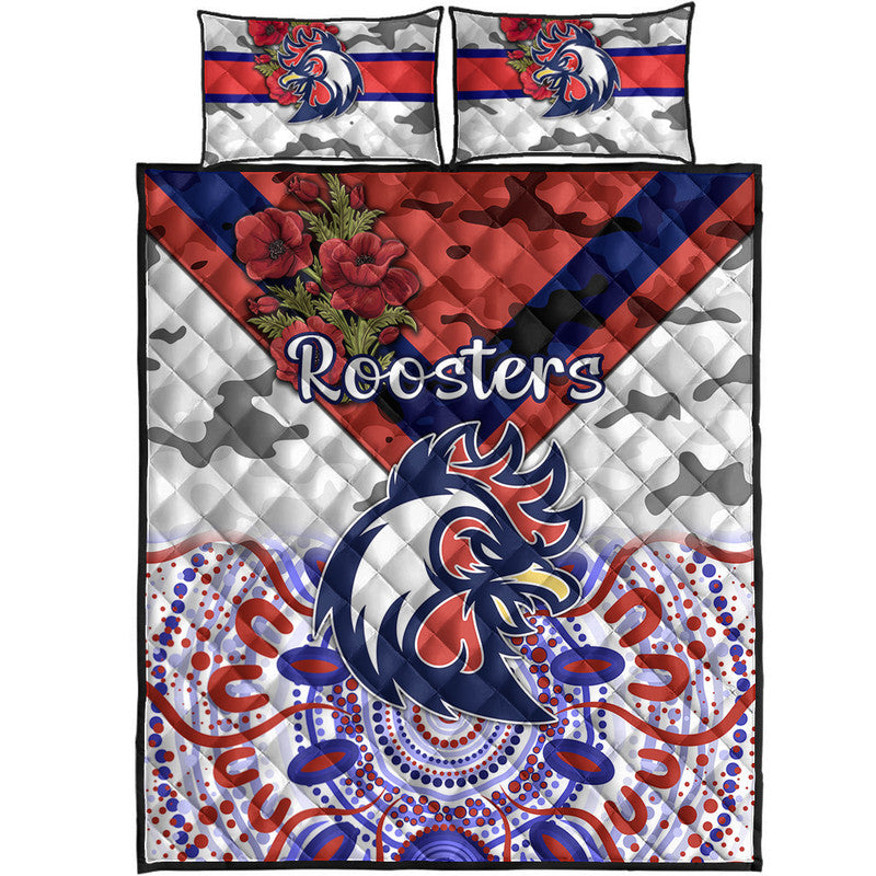 sydney-roosters-anzac-2022-quilt-bed-set-indigenous-vibes-white