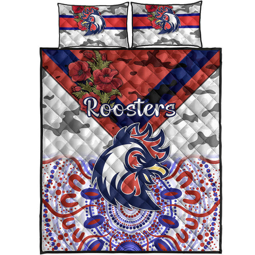 sydney-roosters-anzac-2022-quilt-bed-set-indigenous-vibes-white