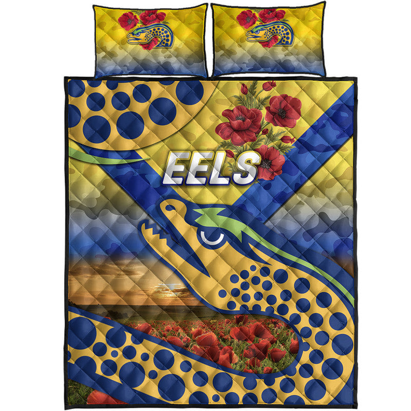 parramatta-eels-anzac-2022-quilt-bed-set-poppy-flowers-vibes-gold