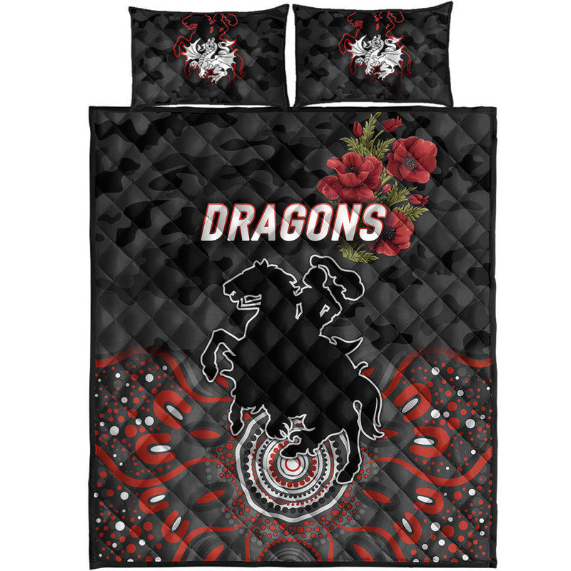 st-george-illawarra-dragons-anzac-2022-quilt-bed-set-indigenous-vibes-black