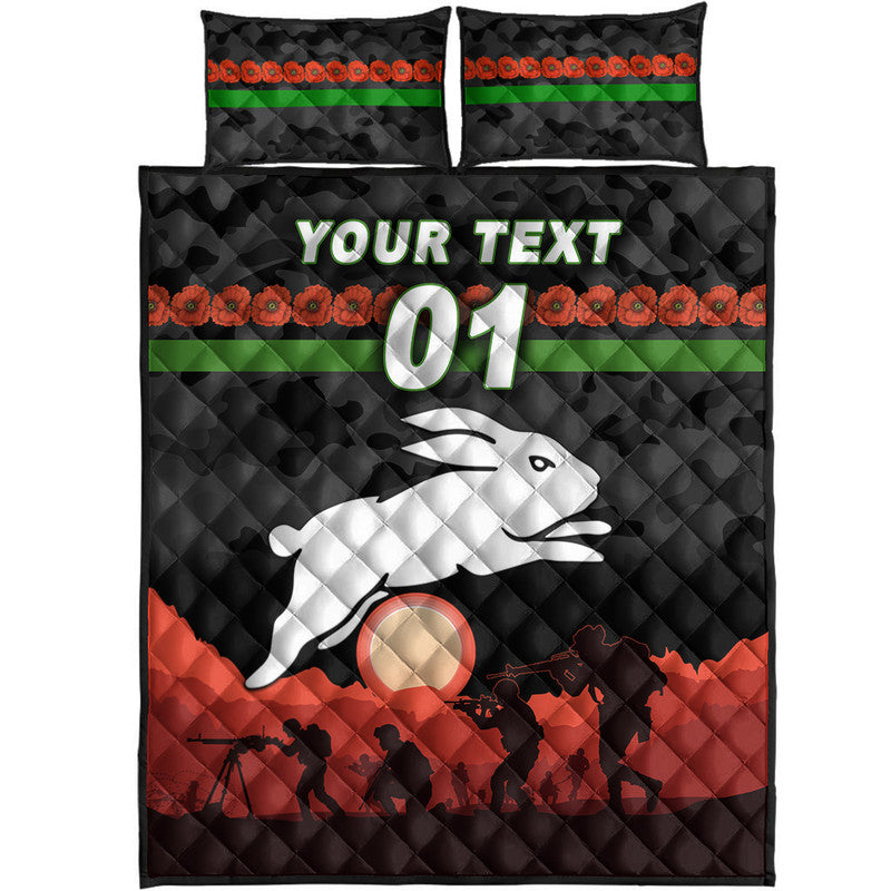 custom-personalised-south-sydney-rabbitohs-anzac-2022-quilt-bed-set-simple-style-black