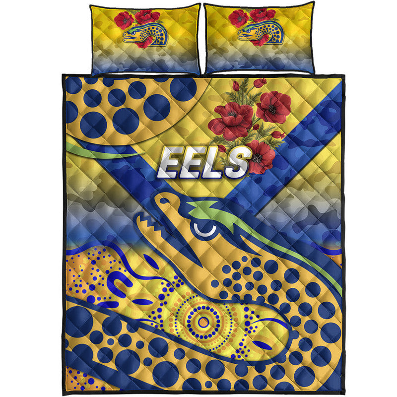 parramatta-eels-anzac-2022-quilt-bed-set-indigenous-vibes-gold