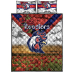 sydney-roosters-anzac-2022-quilt-bed-set-poppy-flowers-vibes-white