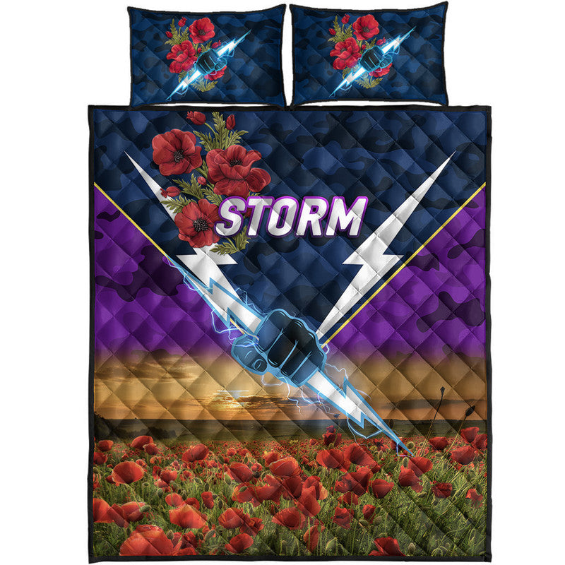 melbourne-storm-anzac-2022-quilt-bed-set-poppy-flowers-vibes