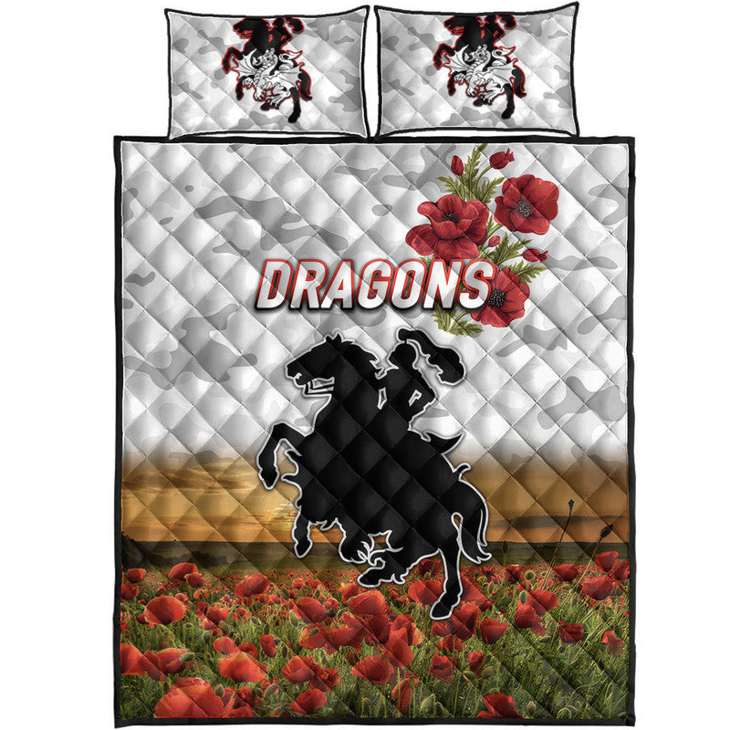 st-george-illawarra-dragons-anzac-2022-quilt-bed-set-poppy-flowers-vibes-white
