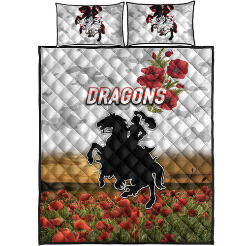 st-george-illawarra-dragons-anzac-2022-quilt-bed-set-poppy-flowers-vibes-white