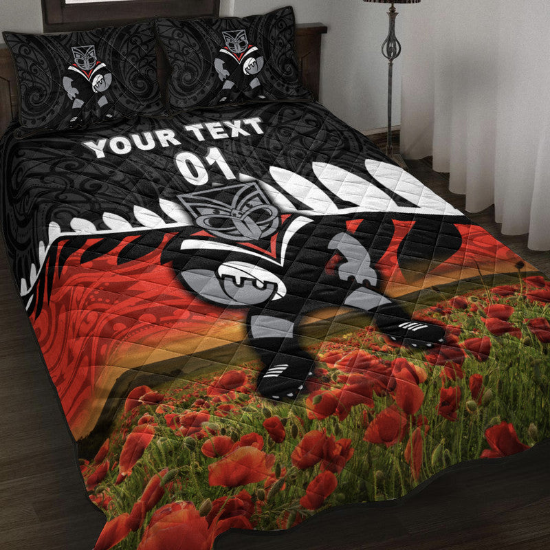 custom-personalised-new-zealand-warriors-anzac-2022-quilt-bed-set-maori-poppy-flowers-vibes