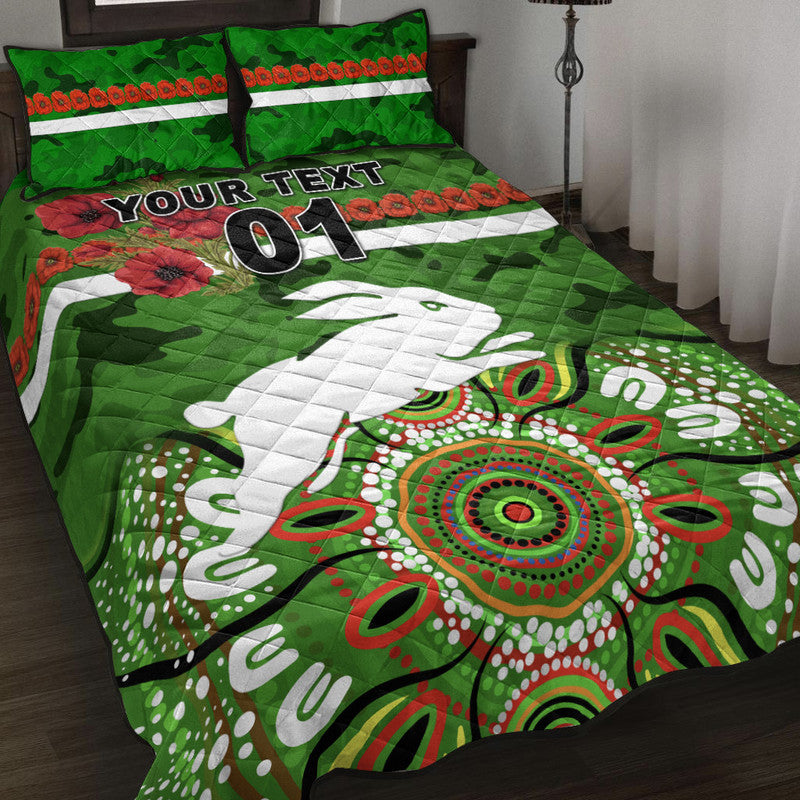custom-personalised-south-sydney-rabbitohs-anzac-2022-quilt-bed-set-indigenous-vibes-green