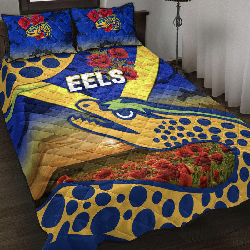 parramatta-eels-anzac-2022-quilt-bed-set-poppy-flowers-vibes-blue