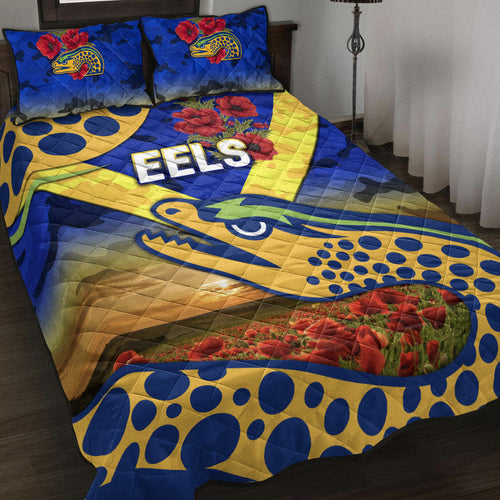 parramatta-eels-anzac-2022-quilt-bed-set-poppy-flowers-vibes-blue
