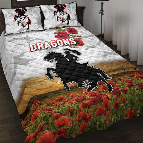 st-george-illawarra-dragons-anzac-2022-quilt-bed-set-poppy-flowers-vibes-white