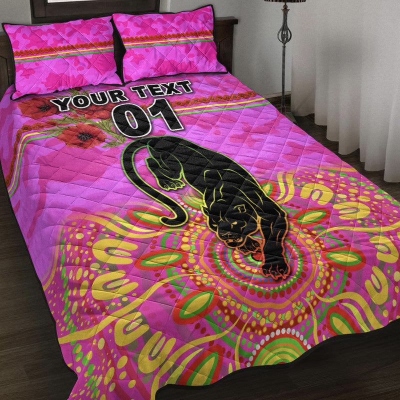 custom-personalised-penrith-panthers-anzac-2022-quilt-bed-set-indigenous-vibes-pink